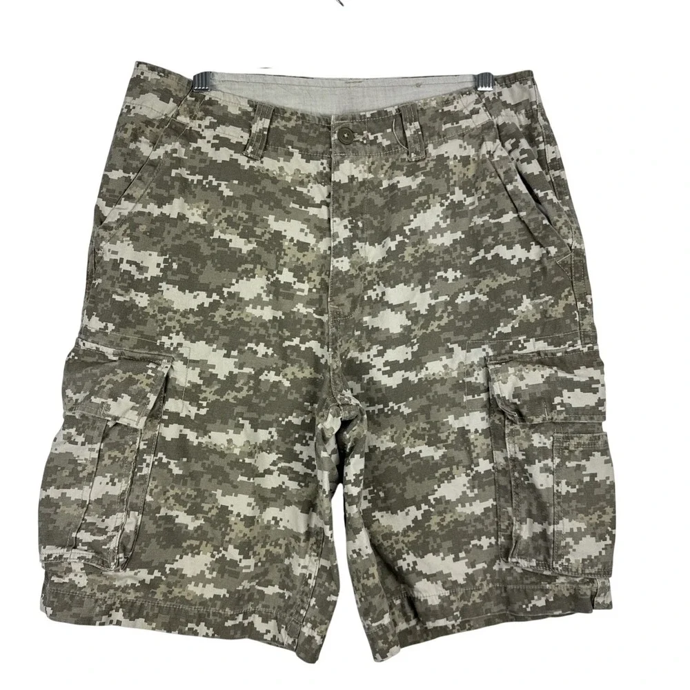 Faded Glory Cargo Shorts Mens Size 32 Digital Camo Tactical Paratrooper Green‎